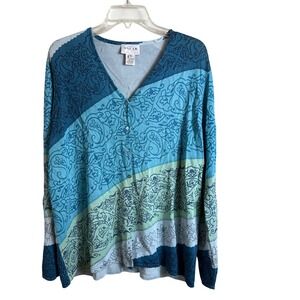 Oscar de la Renta Cardigan Button Up Long‎ Sleeve Sweater Set Women Plus Size 1X